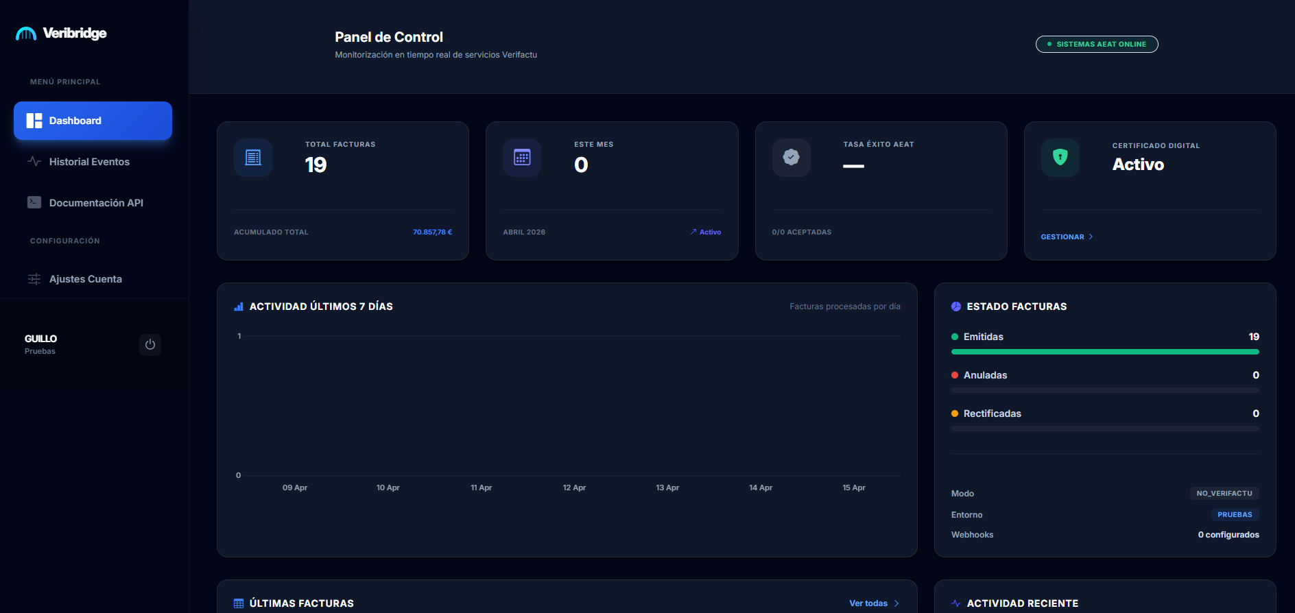 Veribridge Dashboard